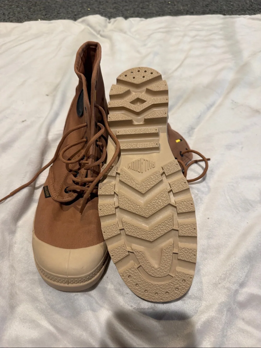 Palladium Men's High-Top Canvas Boots in Brown and Tan